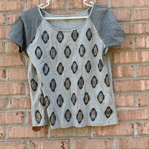 LOFT Gray Patterned Women's Top
